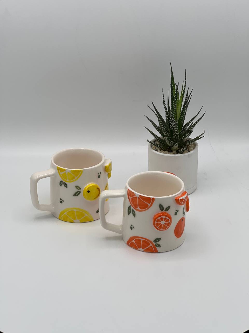 ماگ دست ساز لیمو و پرتقال سه بعدی